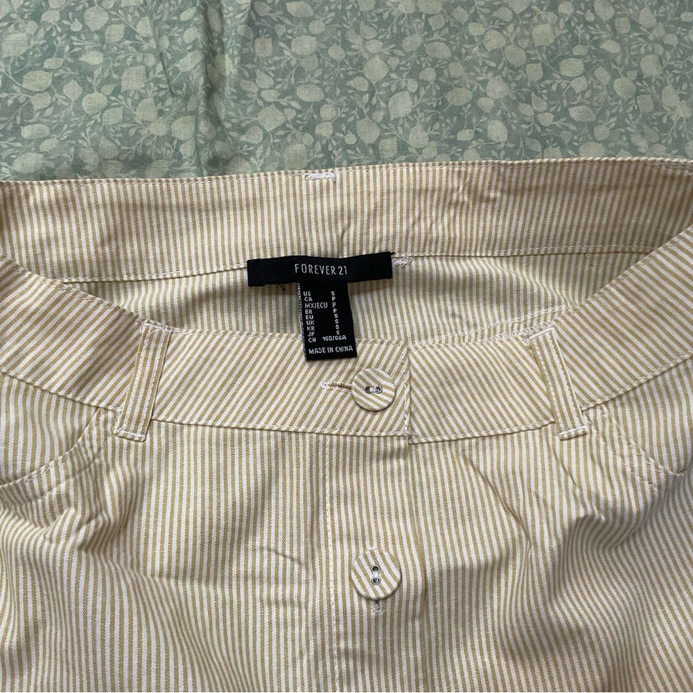 Striped Yellow Tan Button-Front Skirt - Picture 3 of 4
